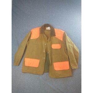 Saf-T-Bak Vintage Mens Hunting Jacket Canvas Blaze Orange Field Coat Tan Large